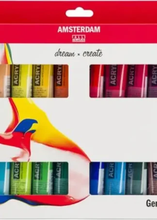 ESTUCHE 24 BOTES ACRILICO AMSTERDAM 20ML COLORES BASICOS