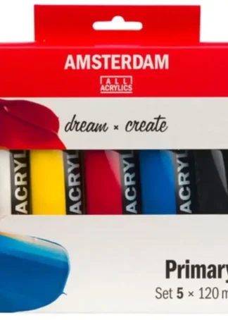 ESTUCHE 5 BOTES ACRILICO AMSTERDAM 120ML COLORES PRIMARIOS