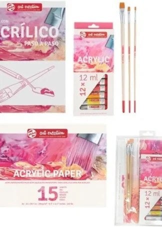 SET ACRILICO ART CREATION CON PINCELES + BLOC PASO A PASO