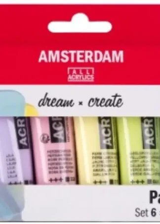 ESTUCHE 6 BOTES ACRILICO AMSTERDAM 20ML COLORES PASTEL